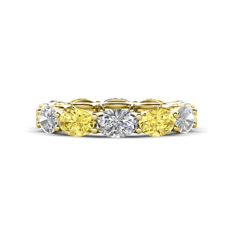 Madison 6x4 mm Oval Diamond and Yellow Sapphire Eternity Band 