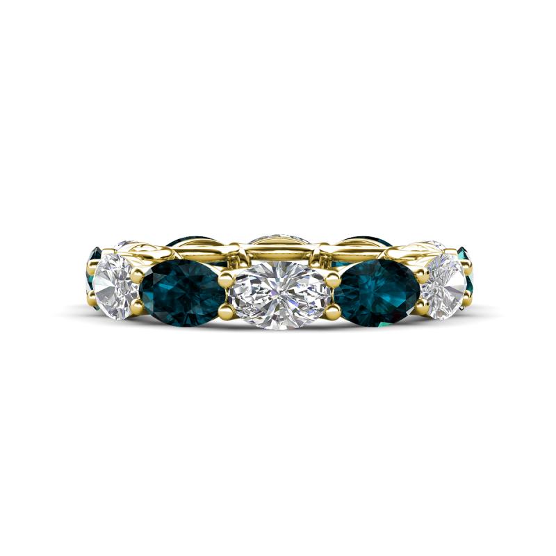 Madison 6x4 mm Oval Diamond and London Blue Topaz Eternity Band 