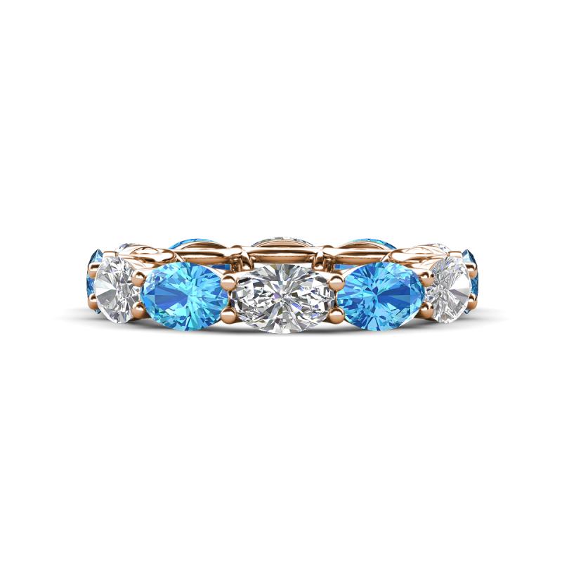Madison 6x4 mm Oval Diamond and Blue Topaz Eternity Band 