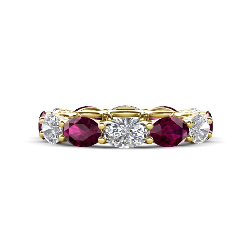 Madison 6x4 mm Oval Diamond and Rhodolite Garnet Eternity Band 