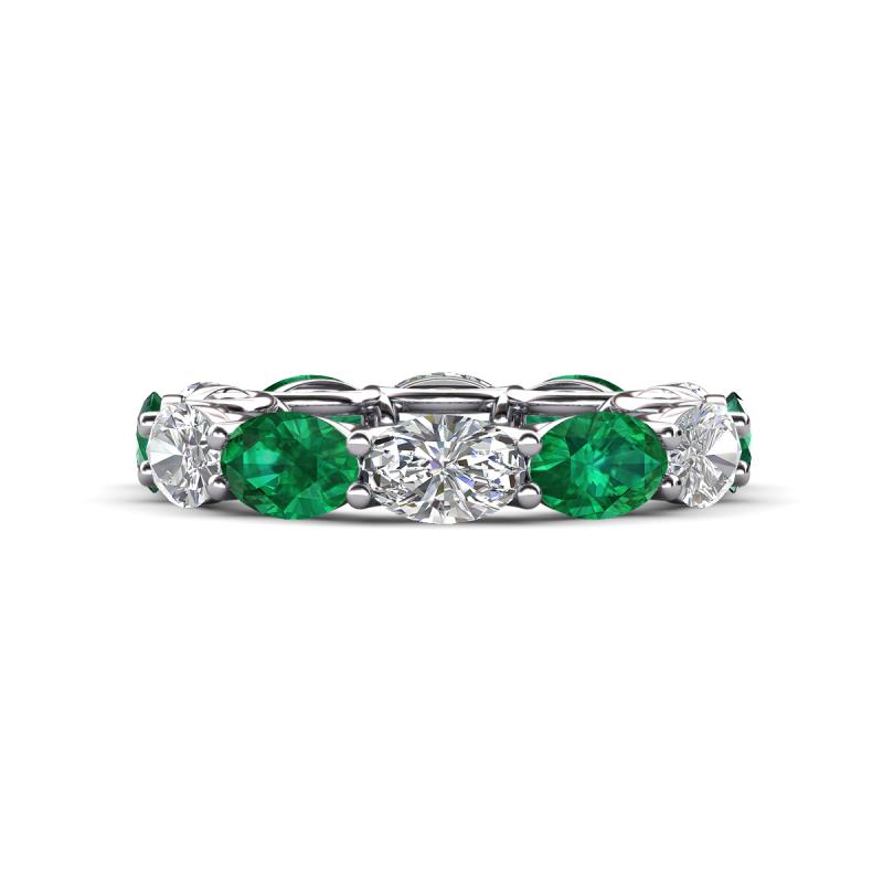 Madison 6x4 mm Oval Diamond and Emerald Eternity Band 