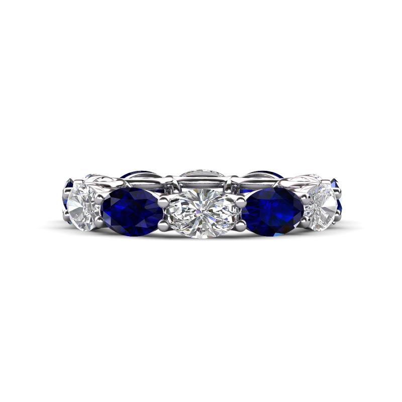 Madison 6x4 mm Oval Diamond and Blue Sapphire Eternity Band 