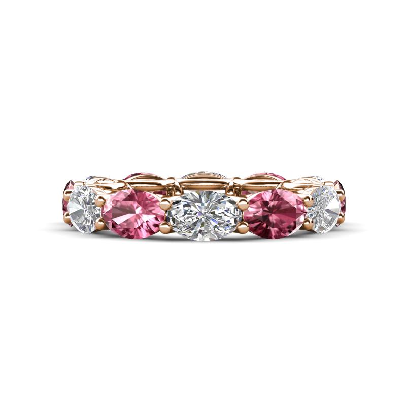 Madison 6x4 mm Oval Diamond and Pink Tourmaline Eternity Band 