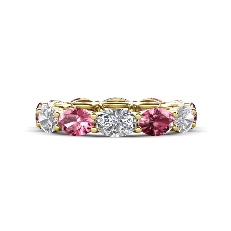 Madison 6x4 mm Oval Diamond and Pink Tourmaline Eternity Band 