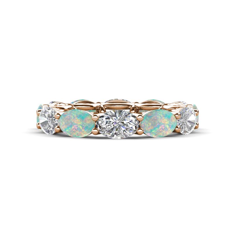 Madison 6x4 mm Oval Diamond and Opal Eternity Band 