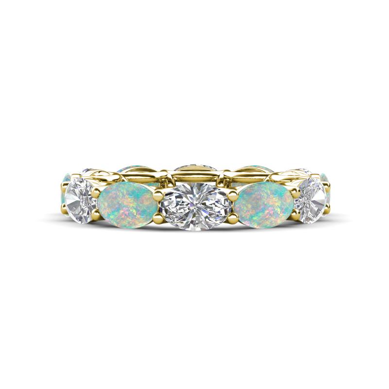 Madison 6x4 mm Oval Diamond and Opal Eternity Band 