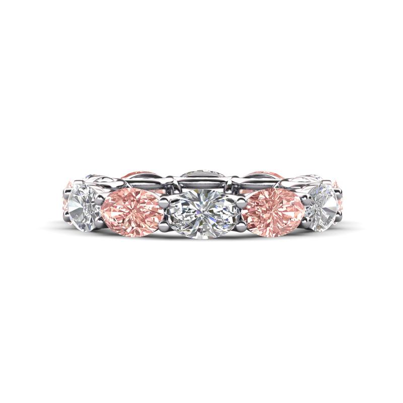 Madison 6x4 mm Oval Diamond and Morganite Eternity Band 