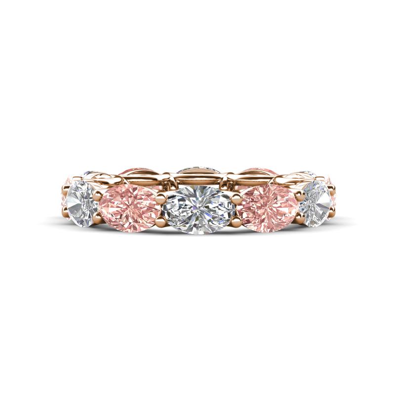 Madison 6x4 mm Oval Diamond and Morganite Eternity Band 