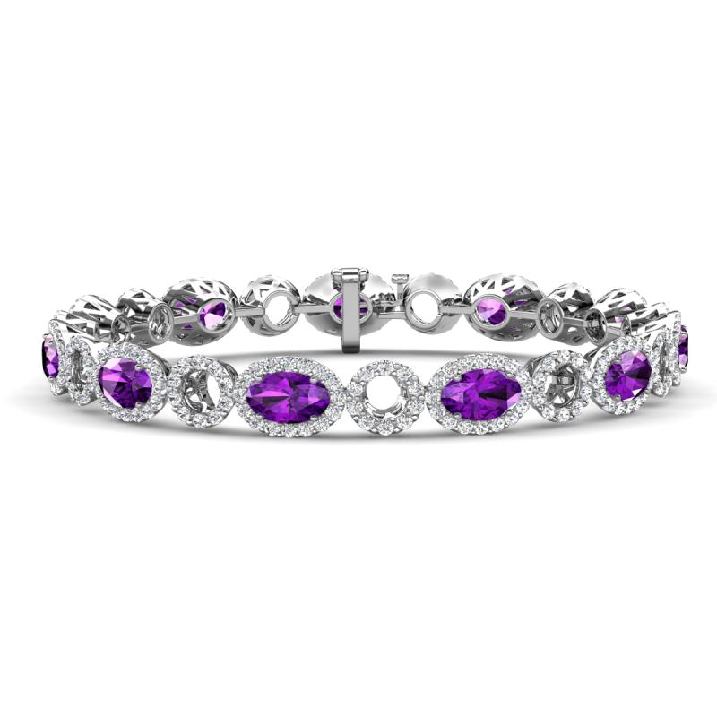 Lyann Oval Amethyst and Round Diamond Eternity Tennis Bracelet 