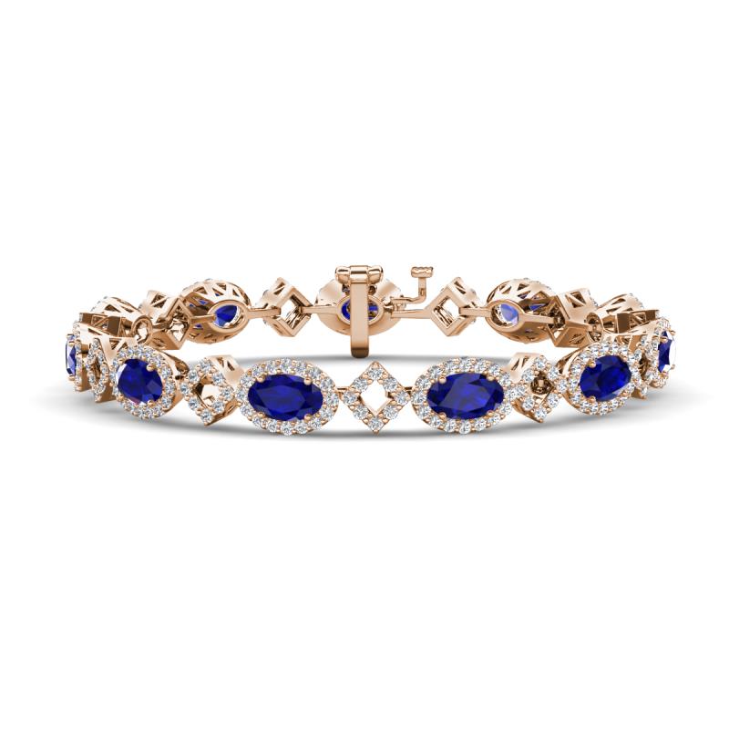 Ivanna 8.18 ctw Blue Sapphire Oval shape (6x4 mm) and Round shape Natural Diamond Eternity Tennis Bracelet 