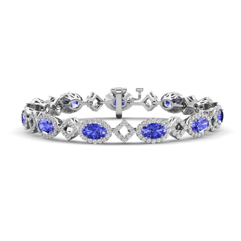 Ivanna 7.08 ctw Tanzanite Oval shape (6x4 mm) and Round shape Natural Diamond Eternity Tennis Bracelet 