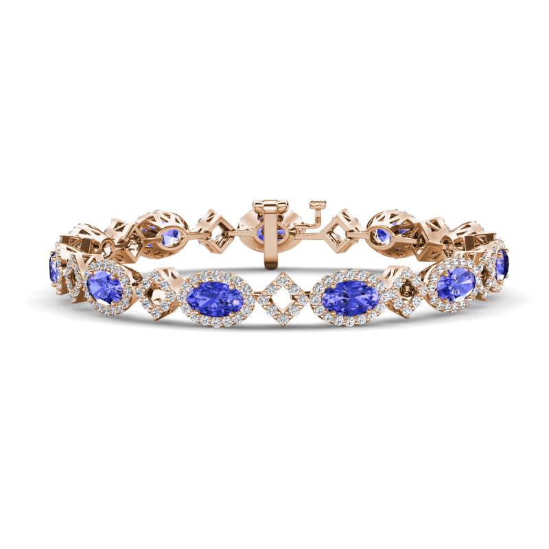 Ivanna 7.08 ctw Tanzanite Oval shape (6x4 mm) and Round shape Natural Diamond Eternity Tennis Bracelet 