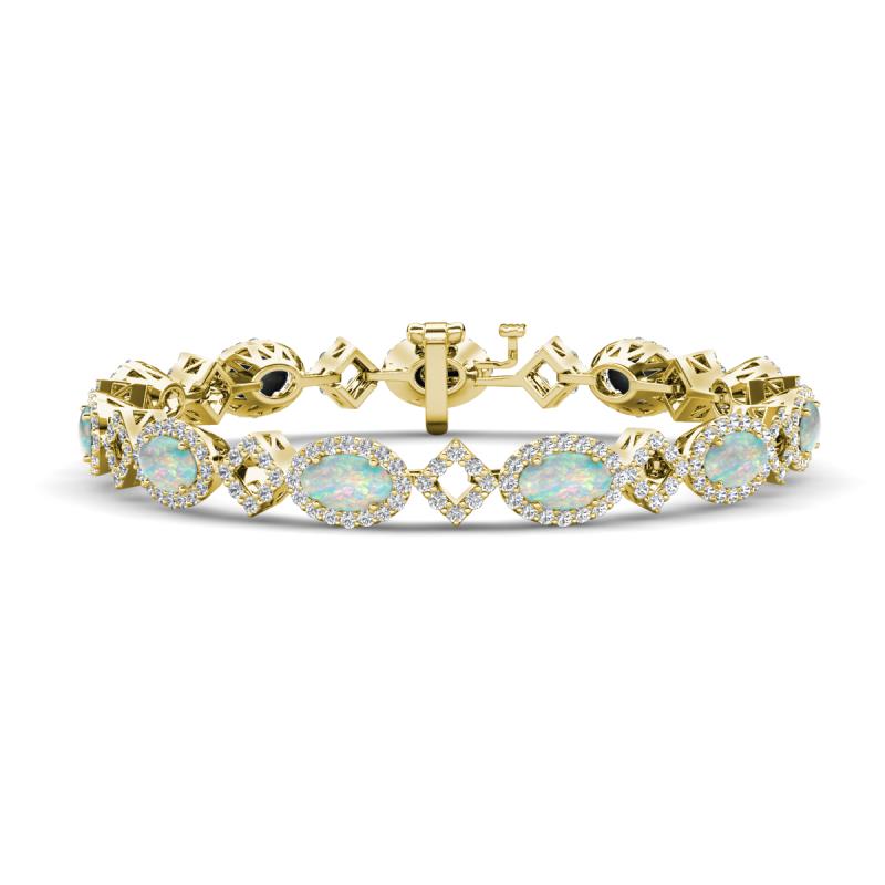 Ivanna 4.88 ctw Opal Oval shape (6x4 mm) and Round shape Natural Diamond Eternity Tennis Bracelet 