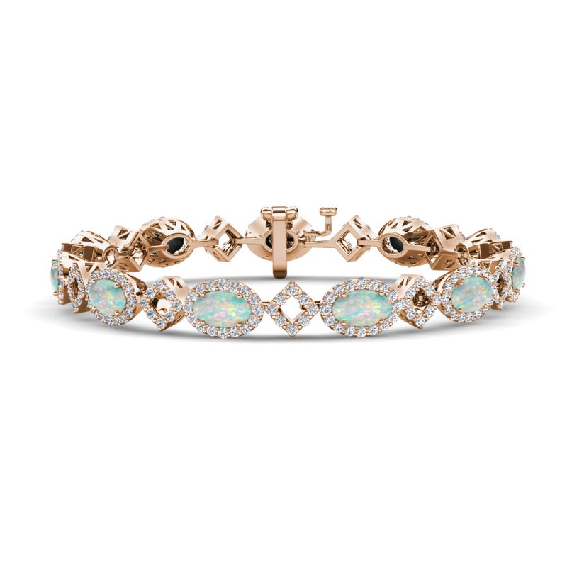 Ivanna 4.88 ctw Opal Oval shape (6x4 mm) and Round shape Natural Diamond Eternity Tennis Bracelet 