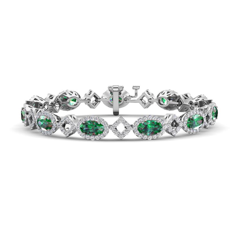Ivanna 9.72 ctw Created Alexandrite Oval shape (6x4 mm) and Round shape Natural Diamond Eternity Tennis Bracelet 