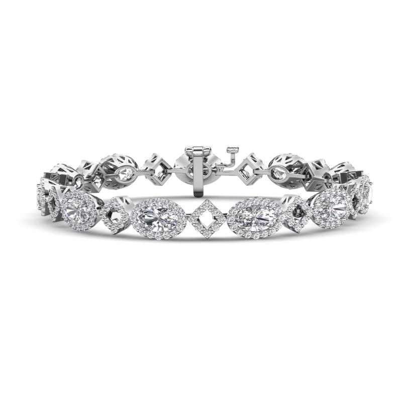 Ivanna 6.31 ctw Moissanite Oval shape (6x4 mm) and Round shape Natural Diamond Eternity Tennis Bracelet 