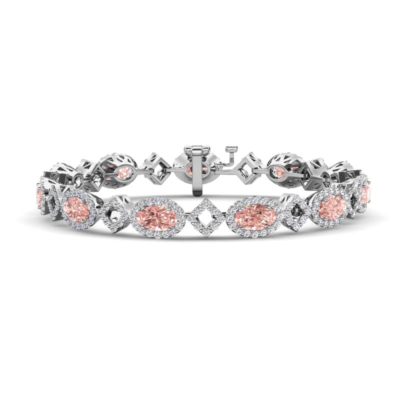Ivanna 5.98 ctw Morganite Oval shape (6x4 mm) and Round shape Natural Diamond Eternity Tennis Bracelet 
