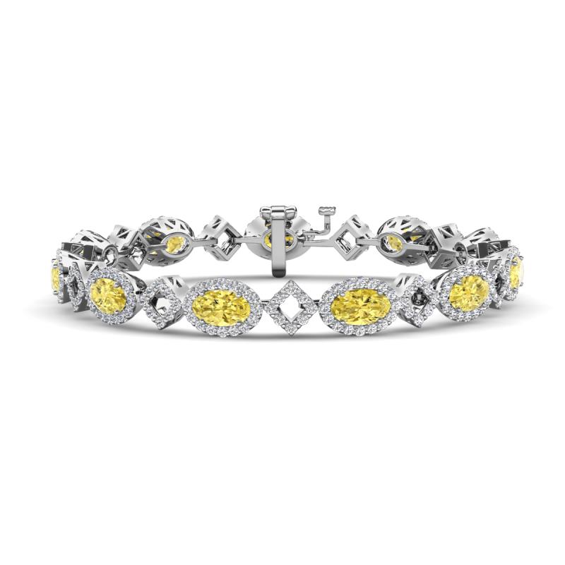 Ivanna 8.18 ctw Yellow Sapphire Oval shape (6x4 mm) and Round shape Natural Diamond Eternity Tennis Bracelet 