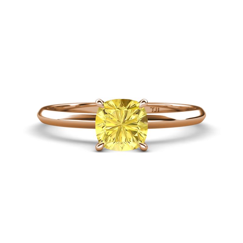 Elodie 6.00 mm Cushion Lab Created Yellow Sapphire Solitaire Engagement Ring 