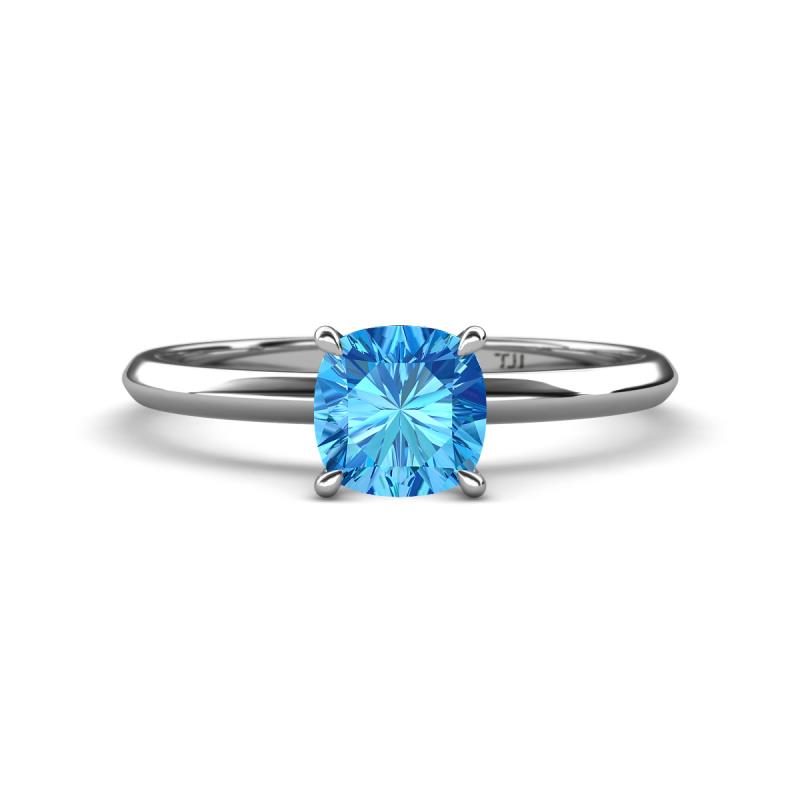 Elodie 6.00 mm Cushion Blue Topaz Solitaire Engagement Ring 