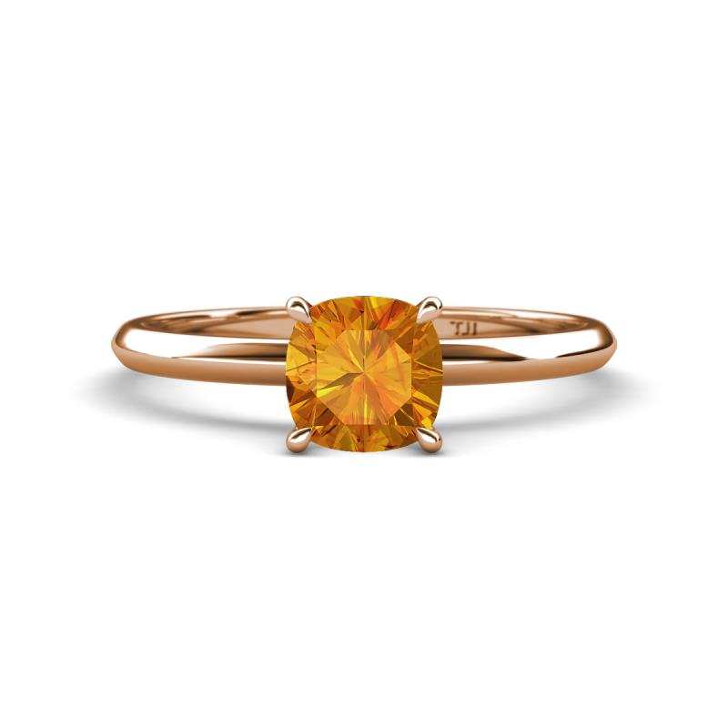 Elodie 6.00 mm Cushion Citrine Solitaire Engagement Ring 