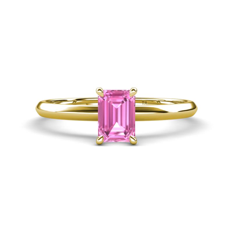 Elodie 7x5 mm Emerald Cut Pink Sapphire Solitaire Engagement Ring 