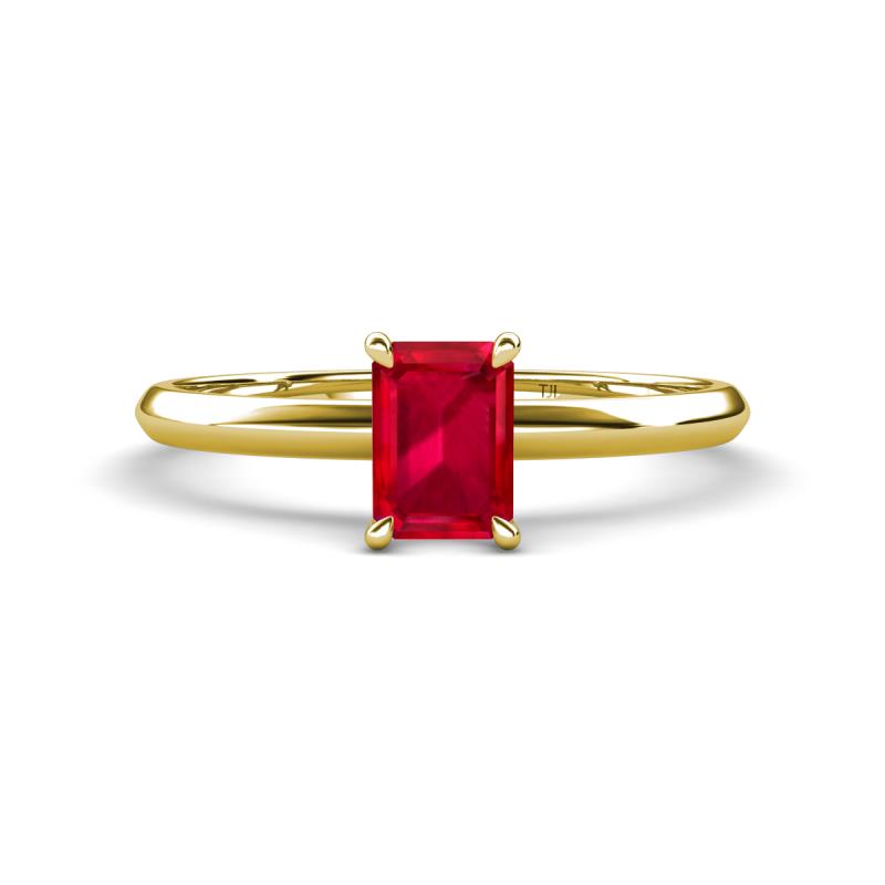 Elodie 7x5 mm Emerald Cut Ruby Solitaire Engagement Ring 