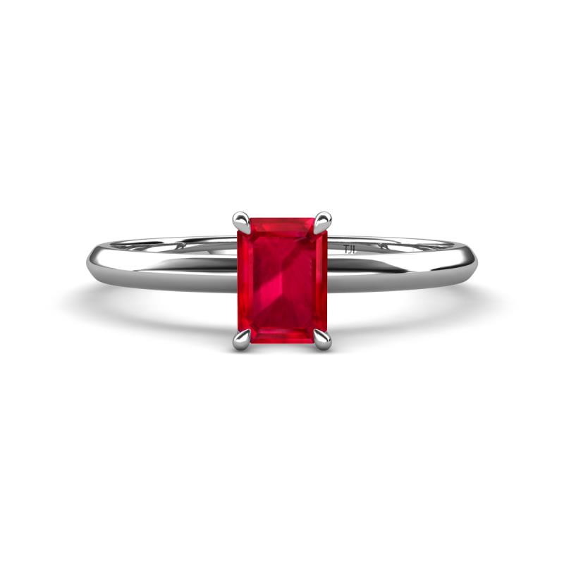 Elodie 7x5 mm Emerald Cut Ruby Solitaire Engagement Ring 