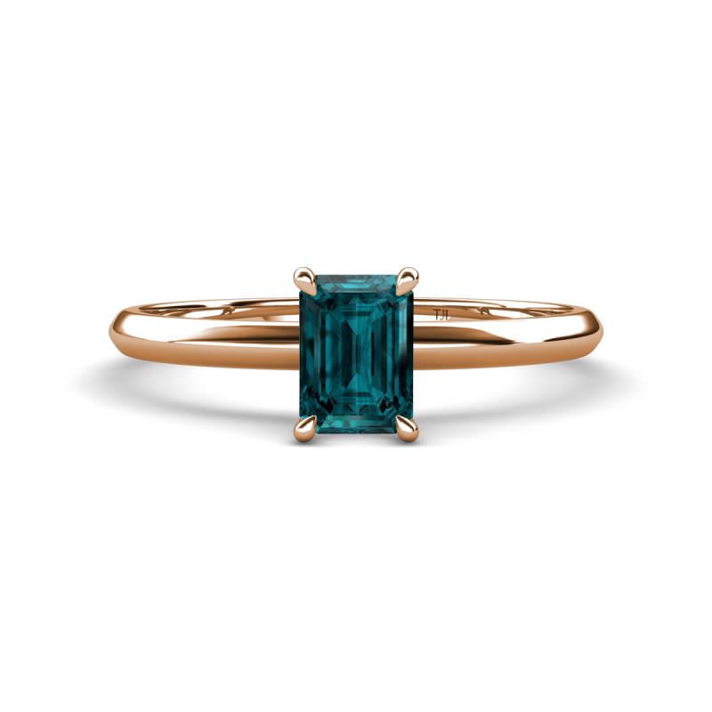 Elodie 7x5 mm Emerald Cut London Blue Topaz Solitaire Engagement Ring 