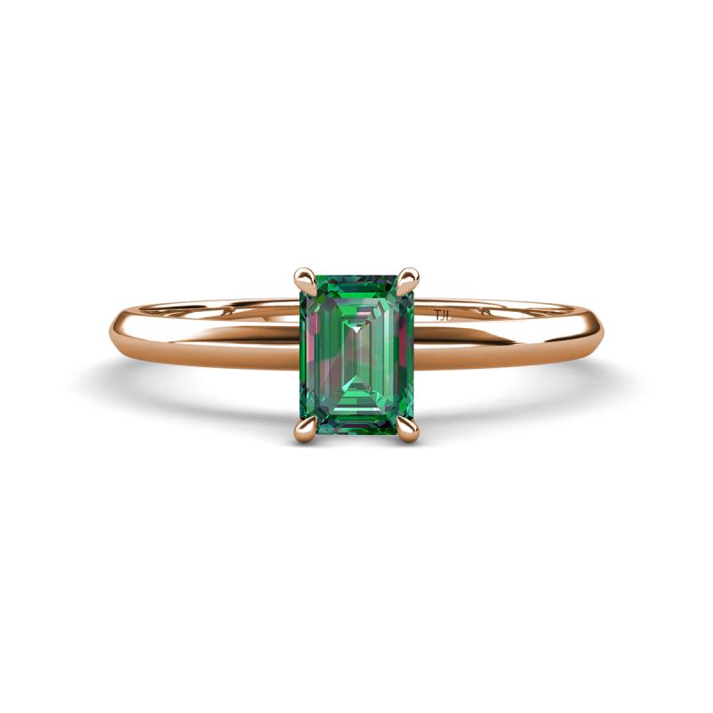 Elodie 7x5 mm Emerald Cut Lab Created Alexandrite Solitaire Engagement Ring 