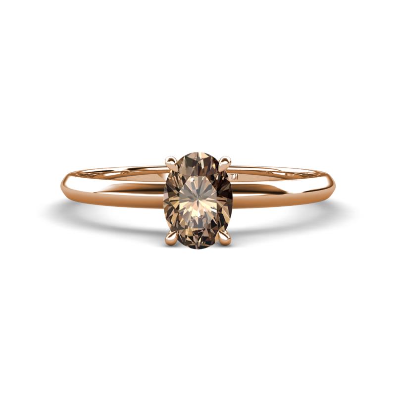 Elodie 7x5 mm Oval Smoky Quartz Solitaire Engagement Ring 
