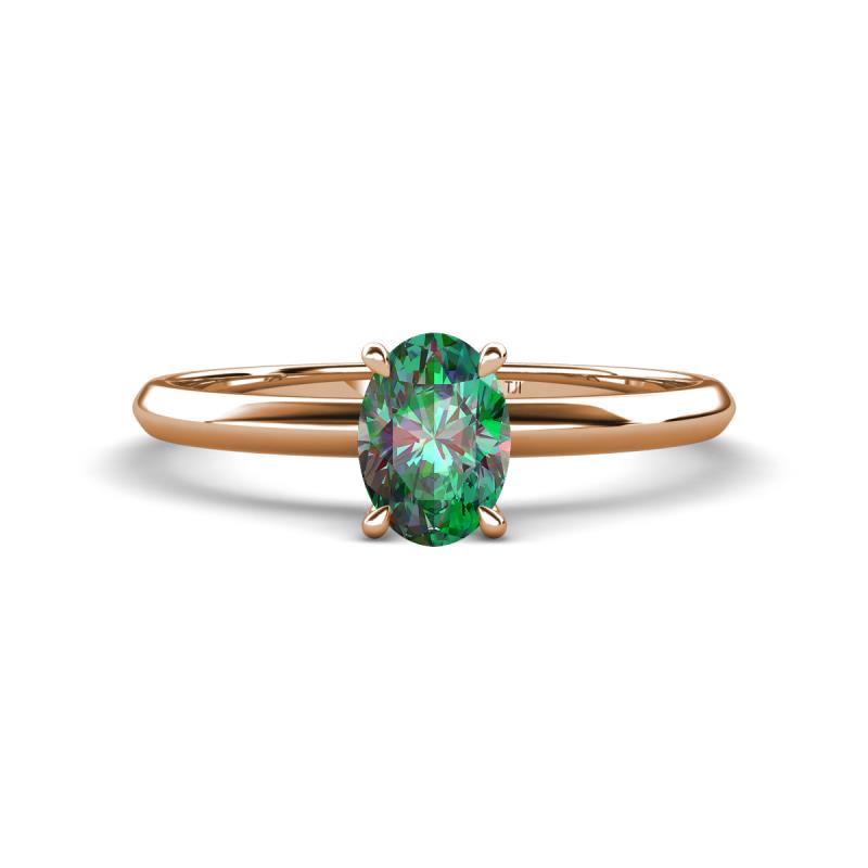 Elodie 7x5 mm Oval Lab Created Alexandrite Solitaire Engagement Ring 