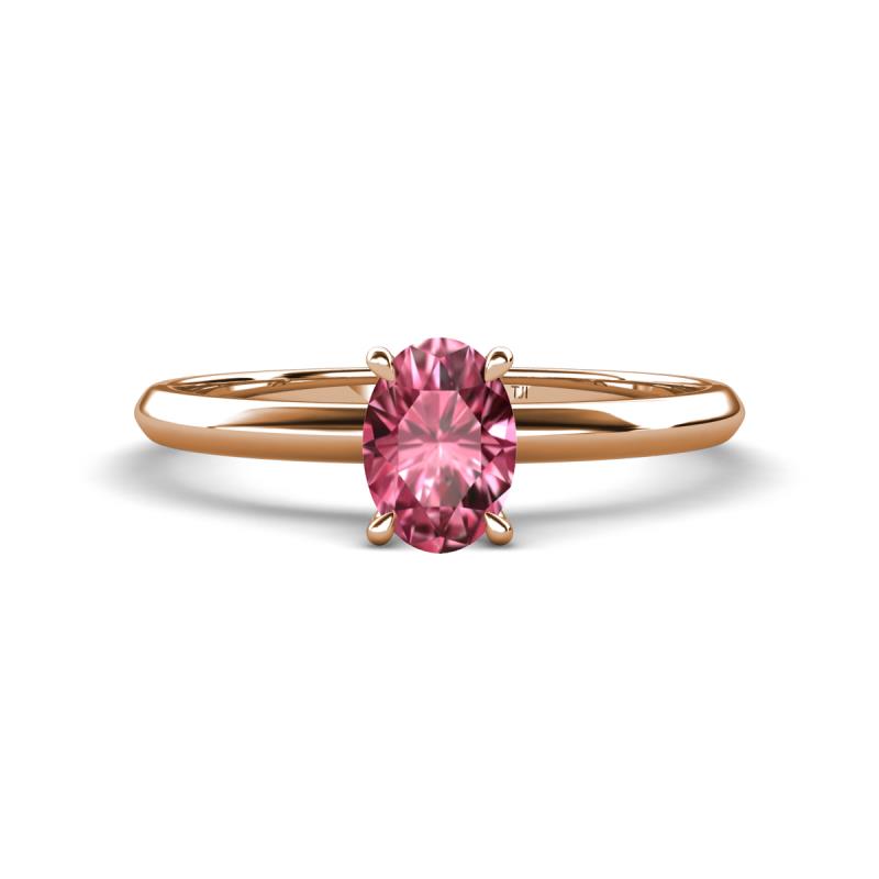 Elodie 7x5 mm Oval Pink Tourmaline Solitaire Engagement Ring 