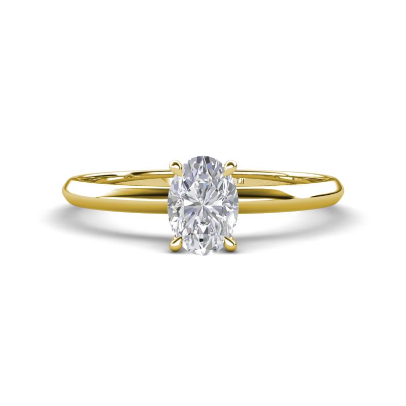 Elodie 7x5 mm Oval White Sapphire Solitaire Engagement Ring 