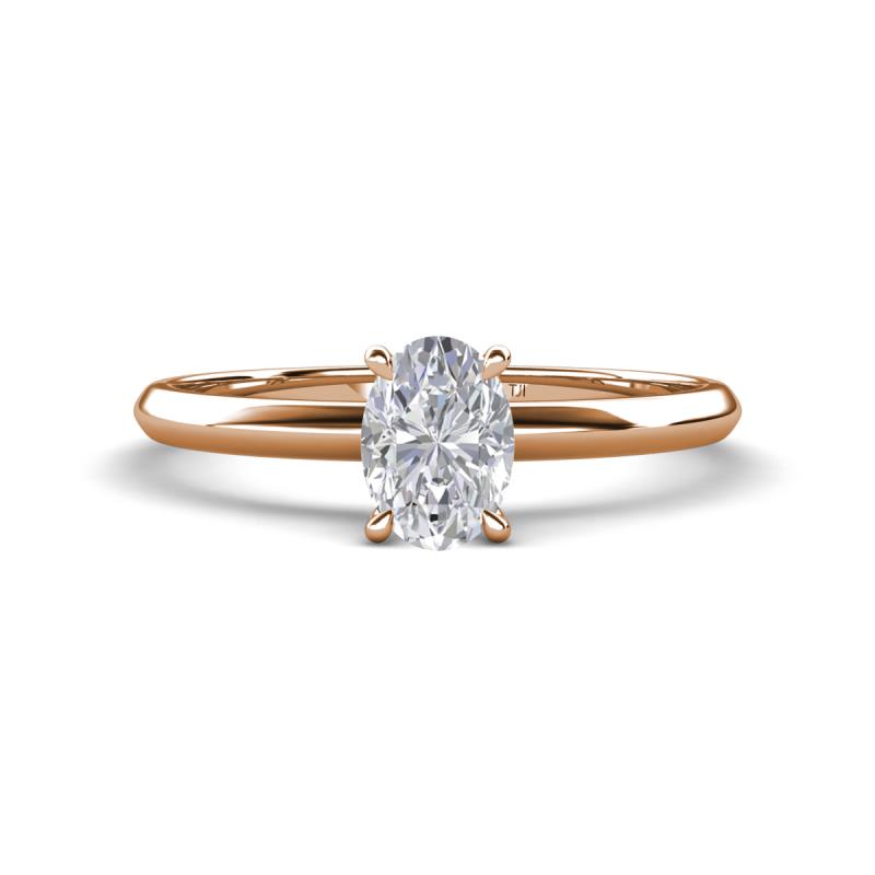 Elodie 7x5 mm Oval White Sapphire Solitaire Engagement Ring 