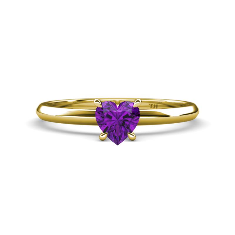 Elodie 6.00 mm Heart Amethyst Solitaire Engagement Ring 