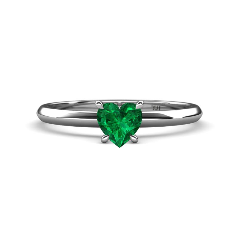 Elodie 6.00 mm Heart Lab Created Emerald Solitaire Engagement Ring 