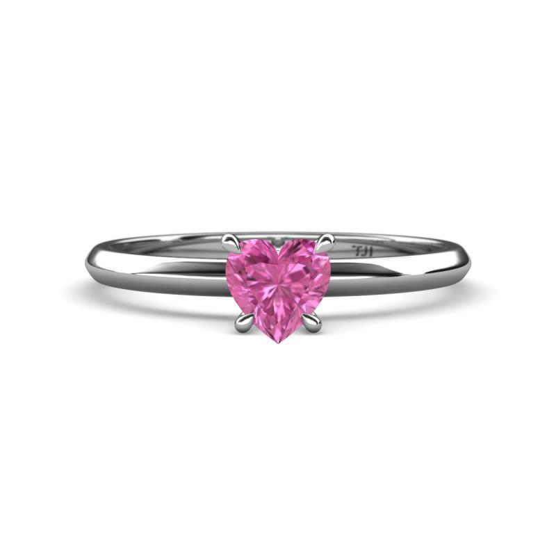 Elodie 6.00 mm Heart Lab Created Pink Sapphire Solitaire Engagement Ring 