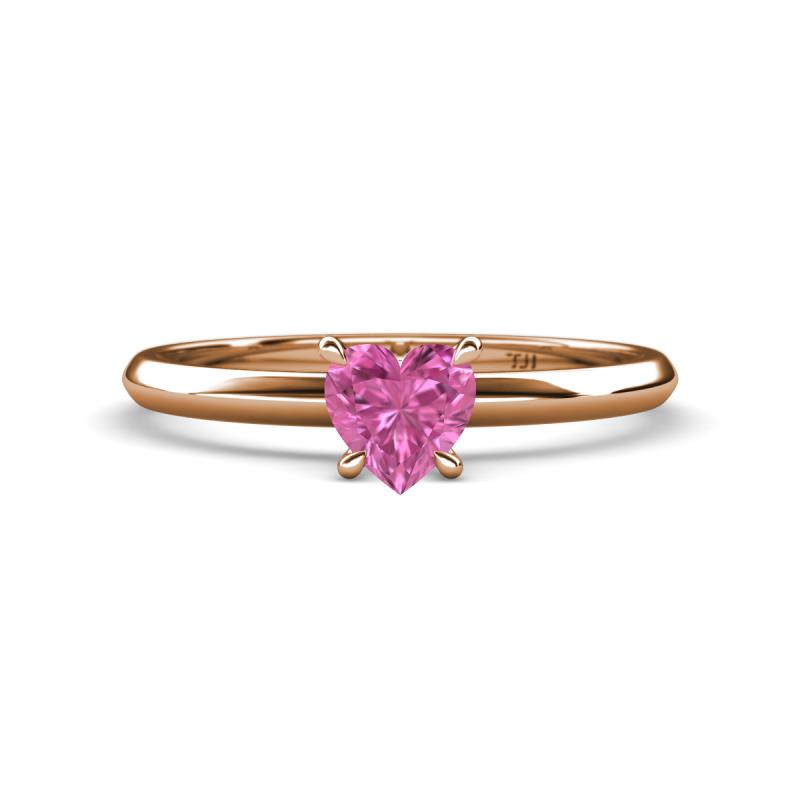 Elodie 6.00 mm Heart Lab Created Pink Sapphire Solitaire Engagement Ring 