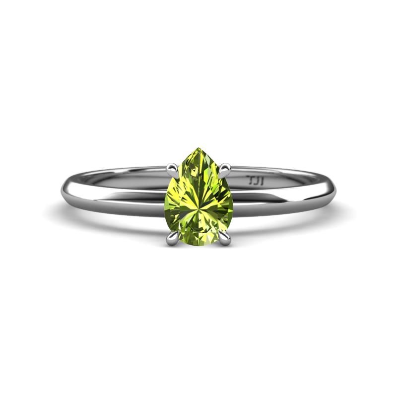 Elodie 7x5 mm Pear Peridot Solitaire Engagement Ring 