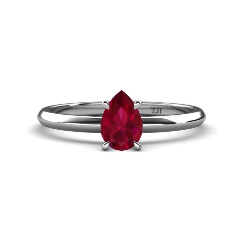 Elodie 7x5 mm Pear Ruby Solitaire Engagement Ring 