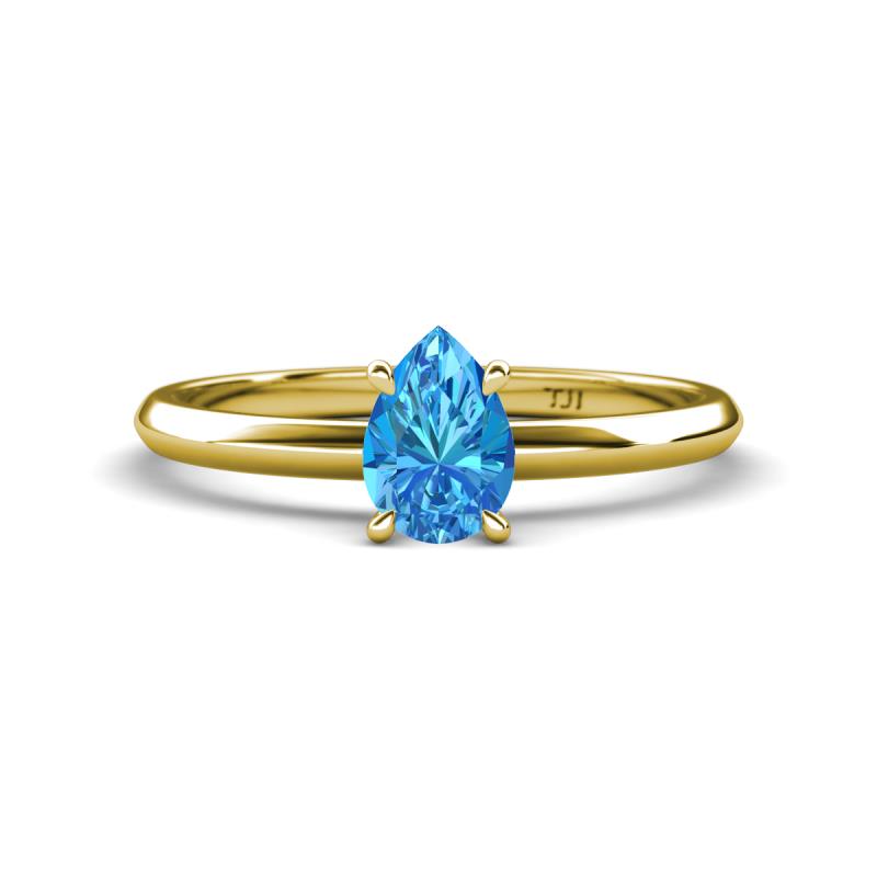Elodie 7x5 mm Pear Blue Topaz Solitaire Engagement Ring 