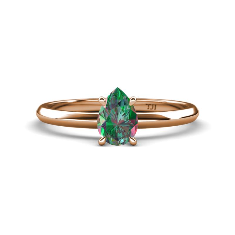 Elodie 7x5 mm Pear Lab Created Alexandrite Solitaire Engagement Ring 