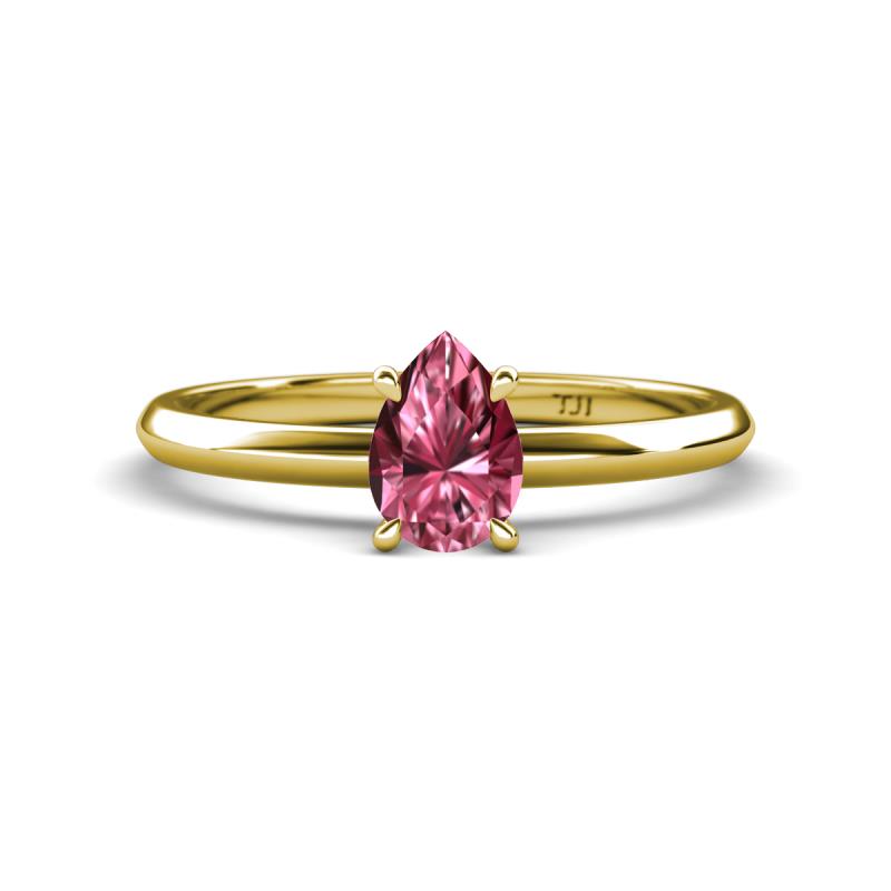 Elodie 7x5 mm Pear Pink Tourmaline Solitaire Engagement Ring 