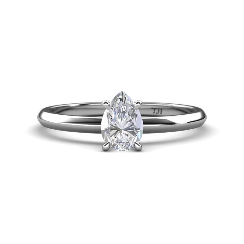 Elodie 7x5 mm Pear White Sapphire Solitaire Engagement Ring 