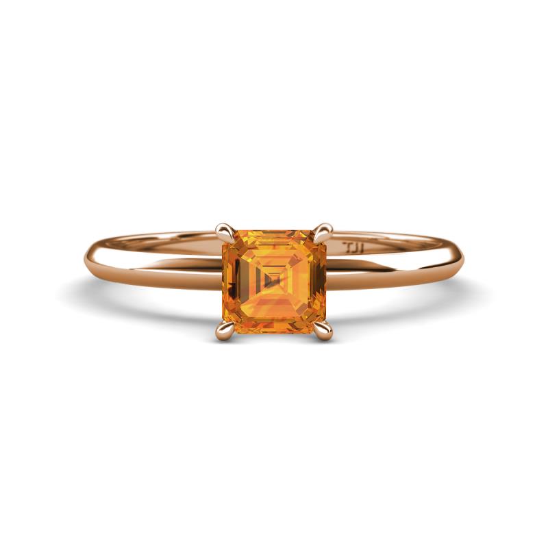 Elodie 6.00 mm Asscher Cut Citrine Solitaire Engagement Ring 