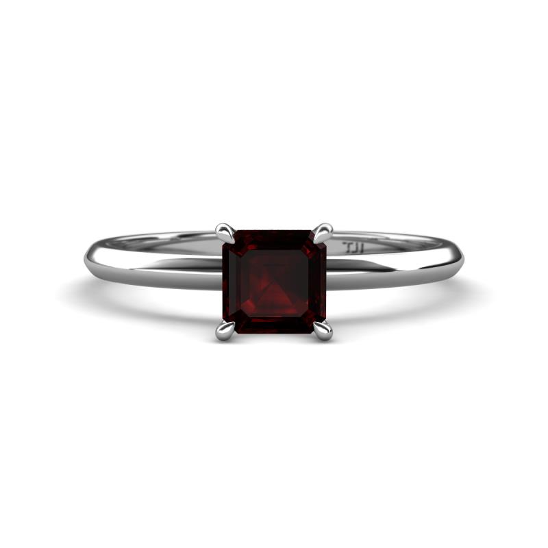 Elodie 6.00 mm Asscher Cut Red Garnet Solitaire Engagement Ring 