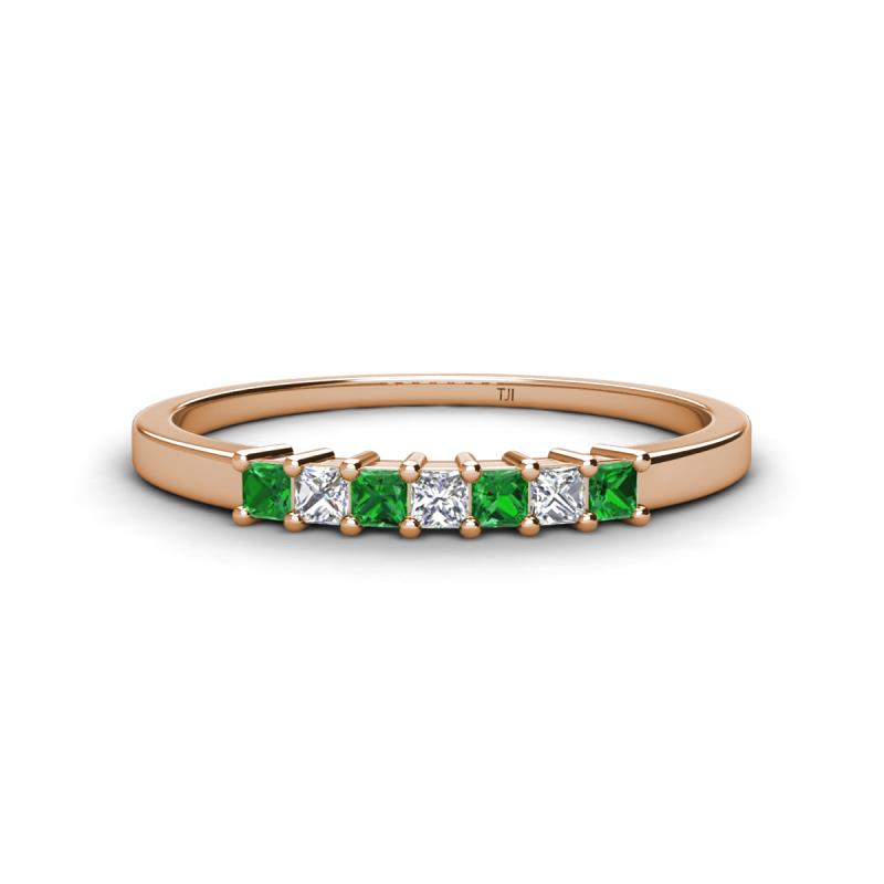 Erica 2.00 mm Princess Cut Green Garnet and Lab Grown Diamond 7 Stone Wedding Band 