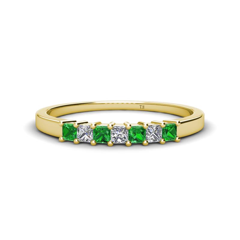 Erica 2.50 mm Princess Cut Green Garnet and Lab Grown Diamond 7 Stone Wedding Band 