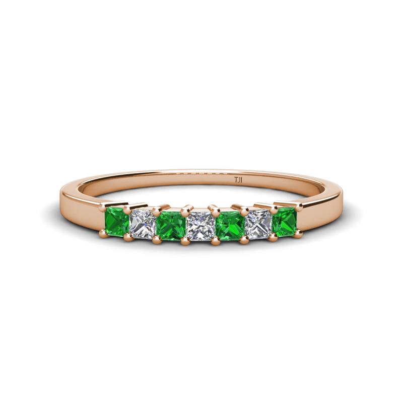 Erica 2.50 mm Princess Cut Green Garnet and Lab Grown Diamond 7 Stone Wedding Band 